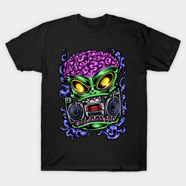 Alien Boom Box T-Shirt by XXII Designs